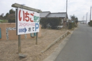 苺狩り駐車場入り口看板